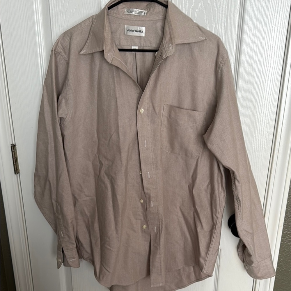 John Weitz Beige Button-Up Shirt sz 16 1/2